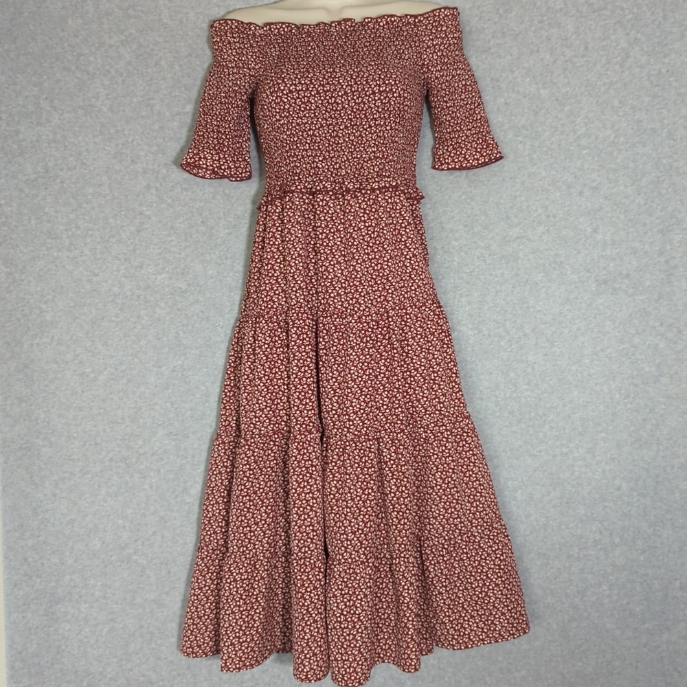 Sadie Sage Anthropologie Dress XS Tiered Dainty Floral Prairie Cottage Babydoll